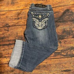 LA Idol USA low rise blue denim capris